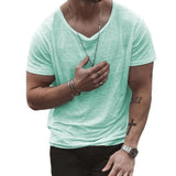 BONSIR  -  New High Quality T Shirt Casual Daily Fashion Holiday Loose Men O Neck Short Sleeve Slight Stretch Solid