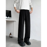 BONSIR  -  Brown Black Suit Pants Men Fashion Society Mens Dress Pants Korean Loose Straight Casual Pants Mens Office Formal Trousers M-2XL