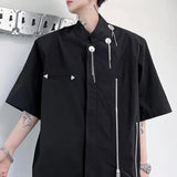 Bonsir Mens Shirts Zipper Button Decoration Shirts Fashion Personality Streetwear Casual Youth Trend Versatile Tops Men'S Clothing