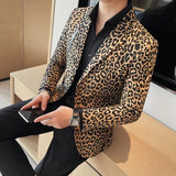 Bonsir Fall New Mens Blazers Casual Suit Jacket Classic Mens Leopard Print Blazer Fashion Sexy Wedding Blazer Tuxedo Masculino