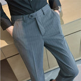 Bonsir Spring New Fashion Striped Suit Pants Mens Elastic Waist Casual Pants Formal Business Office Social Trouser Plus Size 38 36