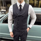 Bonsir ( Vest + Pants) Men Luxury Double Breasted Design Suit Vest 2 pieces Formal Groom Wedding Dress Vest Set Fashion Club Clothing