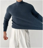 BONSIR  -  autumn and winter men's cashmere blended high-end half-high collar stretch-knit base pullover sweater