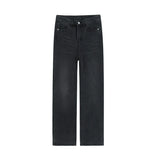 BONSIR  -  Male Jeans Pants Loose Casual Trendy Straight Wide Leg Denim Trousers Men's Dark Grey Vintage Jeans American Streetwear Clothes