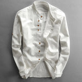 BONSIR  -  Business Daily Light Grey M-2XL White Black Dark Gray Shirt Mandarin Collar Mens Slim Fit Business Long Sleeve