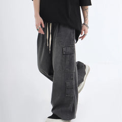 Bonsir Baggy Cargo Jeans Men Oversize Wide Leg Denim Trousers Male Cargo Pants Japanese Casual Loose Streetwear Hip Hop