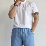 BONSIR  -  Summer Knitted T-shirt for Men Short Sleeve Round Neck T-shirt Slim Fit Casual Business Tee Tops M-3XL