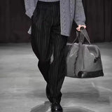 BONSIR  -  New straight-leg pants in autumn and winter clothes retro American vertical striped wide-leg casual pants age-sensing pants