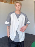 Bonsir Summer Stylish Fake Two Piece Splicing Design Short Sleeved T-shirts Original Fashion Handsome Korean Men's Tops