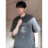 Bonsir Summer new street trend men and women washed personalized printed round neck short sleeved couple loose retro casual T-shirt top