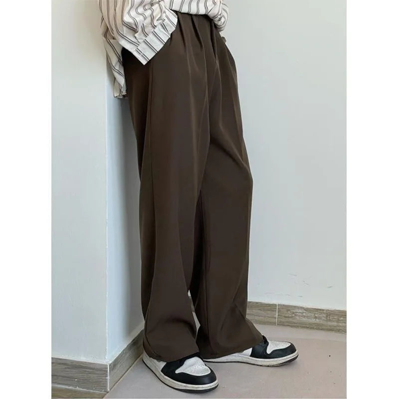 Bonsir Brown Suit Pants Men Fashion Social Mens Dress Pants Korean Loose Casual Straight Trousers Mens Office Formal Pants M-3XL