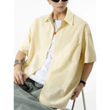 BONSIR  -  Oxford spinning blue and white shirt men's short sleeve Japanese coat high sense shirt students summer