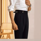 BONSIR  -  Korean Style Versatile Casual Trousers For Men Straight Leg Loose Fit Trendy Western Style Clothes Suit Pants