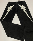 Bonsir Streetwear Y2k Jeans Hip Hop Star Print Baggy Jeans Black Pants Women Men New Harajuku Casual Hip Hop Gothic Wide Leg Trousers