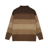 Bonsir Korean style high street men and women trendy personality retro round neck sweater couple retro loose casual knit sweater y2k