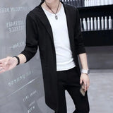 Bonsir Men Casual Long Windbreaker Hooded Cape 2024 New Autumn Genderless Fashion Punk Hip Hop Cardigan Street Cloak Trench Coat Unisex