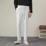 BONSIR  -  Summer Men's Solid Color Straight Casual Pants Fashion Classic Business Casual Male Brand Clothing Classic Slim Suit Trousers