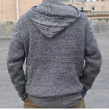 Bonsir Men Knitted Hoodies Sweater Long Sleeve Plaid Pockets Pullover Drawstring Solid Thick Clothing Casual Sweatshirts Streetwear