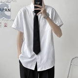 BONSIR  -  Summer Thin Short-sleeved Men's Collegiate Japanese Style Loose Shirt