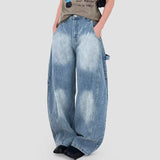 BONSIR  -  Men Jeans Letter Print Casual Pants Streetwear Fashion Personality Versatile Youth Campus Wide Leg Pants Men'S Clothing 2025 New