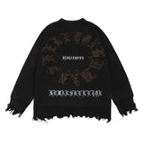 Bonsir Y2k Letter Wings Knitted Pattern Sweater Streetwear All-Match Personality Couple Long-Sleeve Knitted Top Unisex 2024 Spring New