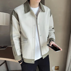 Bonsir Spring New Color-blocking Design Jacket Men Fashion Casual Lapel Coat Streetwear Outwear Jaqueta Masculina Men Clothing