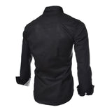 BONSIR  -  Mens Casual Slim Shirts Long Sleeve Button Down Business Formal Dress Shirt Tops Fashion Blouse Luxury Social Shirts For Men