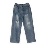 Bonsir Trendy American Style Street Hip Hop Distressed Jeans For Men Loose Fit Straight Leg Long Pants Summer New Arrival
