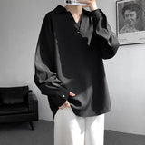 BONSIR  -  White Long Sleeved Shirt Men Oversized Society Mens Black Dress Shirt Korean Loose Casual Shirt Mens Formal Pullover Shirts