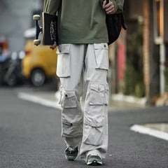 Bonsir Multi-pockets Cargo Pants Streetwear Hip-hop Mopping Trousers Harajuku Tooling Pant Men's Vintage Loose Casual Jogging Pants