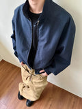 BONSIR  -  American retro blue jacket men's spring and autumn high-end short loose stand-up collar jacket