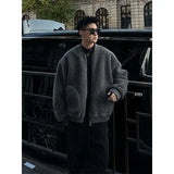 BONSIR  -  A large-sized men's jacket with a high-end American style in winter, featuring thickened lambskin and granular fleece