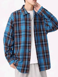 BONSIR  -  lightweight Retro green plaid shirt men's long sleeve spring and autumn new loose casual tide brand shirt casual coat