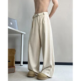 BONSIR  -  Black Belt Suit Pants Men Fashion Society Mens Dress Pants Korean Loose Wide Leg Pants Mens Office Formal Trousers Plus Size