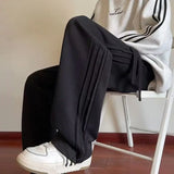 BONSIR  -  American Vintage Side Striped Pants Men Casual High Street Harem Trousers Y2K Joggers Baggy Straight Joggers Sweatpants