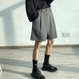Bonsir Summer Suit Shorts Men Fashion Social Mens Dress Shorts Korean Loose Business Casual Shorts Mens Grey Black Office Formal Shorts