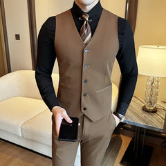 Bonsir ( Vest + Pants) Men Luxury High Quality Business Suit Vest 2 pieces Formal Groom Wedding Dress Vest Set Fashion Club Clothing