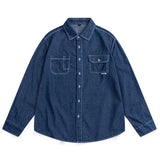 BONSIR  -  Unisex Vintage Distressed Denim Shirt Men's Loose Fit Long Sleeve Casual BF Style Thin Outerwear Outdoor Camping Thin Coat
