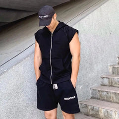 Bonsir Man Loose Trendy Waistcoats Hooded Vests Zipper Solid Pockets Casual All-match Korean Simple Sports Sleeveless Tank Top Jackets