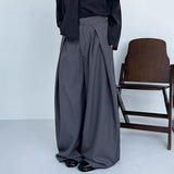 BONSIR  -  Mens Trousers Belted Pleated Casual Pants Streetwear Fashion Niche Summer Youth Campus Wide Leg Pants Men'S Clothing 2025 New