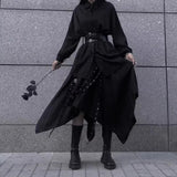 Bonsir Y2k Streamer Irregular Skirt Pants Gothic Dark Style Hakama Genderless Japanese Streetwear Casual Wide-Leg Samurai Pants Unisex