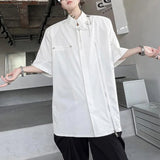 Bonsir Mens Shirts Zipper Button Decoration Shirts Fashion Personality Streetwear Casual Youth Trend Versatile Tops Men'S Clothing