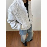 BONSIR  -  Spring and Autumn American style small fragrance knitted short thick floral men's baseball collar jacket silhouette jacket