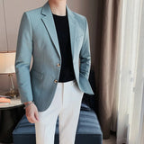 Bonsir High Quality Solid Single Button Casual Blazer Men's Korean Simple Business Elegant Fashion Party Slim Fit Suit Jacket 4XL