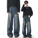 Bonsir Autumn Vintage Distressed Men's Baggy Straight Jeans Fashion High Street Denim Pants Streetwear Male Trousers