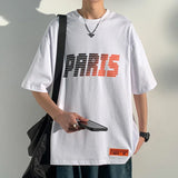 BONSIR  -  Oversized Paris Letter Print T Shirt Men Hip Hop Punk Rock Gothic Tshirt Streetwear Tee Tops Summer Harajuku Casual T-Shirt