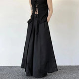Bonsir Mens Japanese Dark Knight Style Skirt Pant Essential Couples Retro High-Waisted Double-Layer Wide-Leg Slit Casual Pants For Men