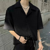 BONSIR  -  Mens Shirt Texture Plain Shirt Drape Breathable Simple Daily Leisure Youth Campus All-Match Short-Sleeve Top Men'S Clothing 2025