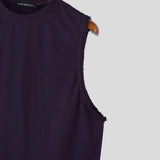BONSIR  -  Men Tank Tops Solid Color Tassel O-neck Sleeveless Male Vests Summer Streetwear Loose 2025 Fashion Casual Men Clothing