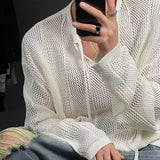 BONSIR  -  Daily Casual Vacation Wear Sexy Knit Top Hollow Out Shirt Brand New V Neck Design Casual Style Polyester Fabric